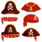 Pirate captain hats. Vector illustration set