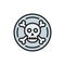 Pirate coin, doubloon, treasure flat color line icon.