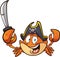 Pirate crab character holding a sword