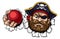 Pirate Cricket Ball Sports Mascot Cartoon