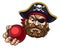 Pirate Cricket Ball Sports Mascot Cartoon