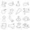 Pirate culture symbols icons set, outline style