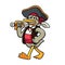 Pirate duck vector cartoon illustration. Animal costume icon concept isolated in white background