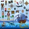 Pirate Elements Vector Kit - Posable Dressable Characters with Detailed Costumes - Objects Animals