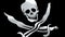 Pirate flag video waving in wind. Isolated Waving Pirate Flag. Jolly Roger Flag Looping Closeup 1080p Full HD 1920X1080 footage. P