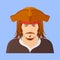 Pirate flat icon. Male character vector illustration.