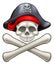 Pirate Hat Cartoon Skull and Crossbones