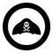 Pirate hat with skull and saber cutlass icon in circle round black color vector illustration flat style image