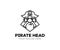 Pirate head logo. Vector thin line icon of captain pirate.