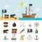 Pirate icons and full illustration