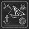 Pirate icons - sloop, cutlassand Jolly Roger