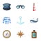 Pirate life icons set, cartoon style