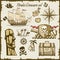 Pirate objects vector set