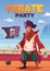 Pirate party cartoon poster with bearded captain