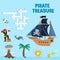 Pirate puzzle vector treasure adventure crossword puzzle maze education game for children about pirates find map sea