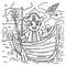 Pirate in a Rowboat Coloring Page for Kids