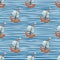 Pirate sailboat seamless pattern. Geometric boat and waves boys wallpaper