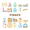 Pirate Sea Robber Collection Icons Set Vector