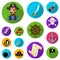 Pirate, sea robber flat icons in set collection for design. Treasures, attributes vector symbol stock web illustration.