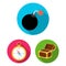 Pirate, sea robber flat icons in set collection for design. Treasures, attributes vector symbol stock web illustration.