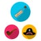 Pirate, sea robber flat icons in set collection for design. Treasures, attributes vector symbol stock web illustration.
