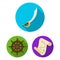 Pirate, sea robber flat icons in set collection for design. Treasures, attributes vector symbol stock web illustration.