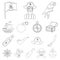 Pirate, sea robber outline icons in set collection for design. Treasures, attributes vector symbol stock web