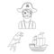 Pirate, sea robber outline icons in set collection for design. Treasures, attributes vector symbol stock web