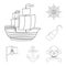 Pirate, sea robber outline icons in set collection for design. Treasures, attributes vector symbol stock web