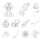 Pirate, sea robber outline icons in set collection for design. Treasures, attributes vector symbol stock web