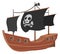 Pirate ship cartoon icon. Black sails boat