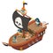 Pirate ship crew buccaneer filibuster corsair sea dog sailors captain fantasy RPG treasure game isometric flat design