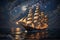 Pirate Ship sailing in the High Seas