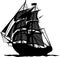 Pirate Ship with Sails Vector Illustration