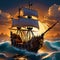 Pirate ship at sea generated by Ai