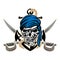 Pirate Skull with Anchor, Rope and Crossed Swords Isolated Vector Illustration