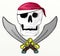 Pirate skull and bones swords logo