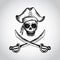 Pirate skull with hat and crossed swords