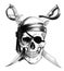 Pirate skull with a sables