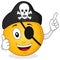 Pirate Smiley with Eye Patch & Skull Hat