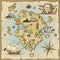 Pirate treasure island vector map