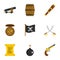 Pirates armor icon set, flat style