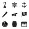 Pirates attributes icon set, simple style