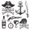 Pirates attributes set of vector vintage elements