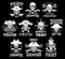 Pirates black icons for vector piracy flags