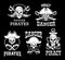 Pirates black vector flags set Jolly Roger symbol