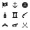 Pirates element icon set, simple style