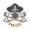 Pirates. Emblem template with cannons and pirate skull. Design element for logo, label, emblem, sign.