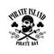 Pirates. Emblem template with swords and pirate head. Design element for logo, label, emblem, sign.
