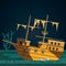 Pirates ghost ship cartoon vector illustration